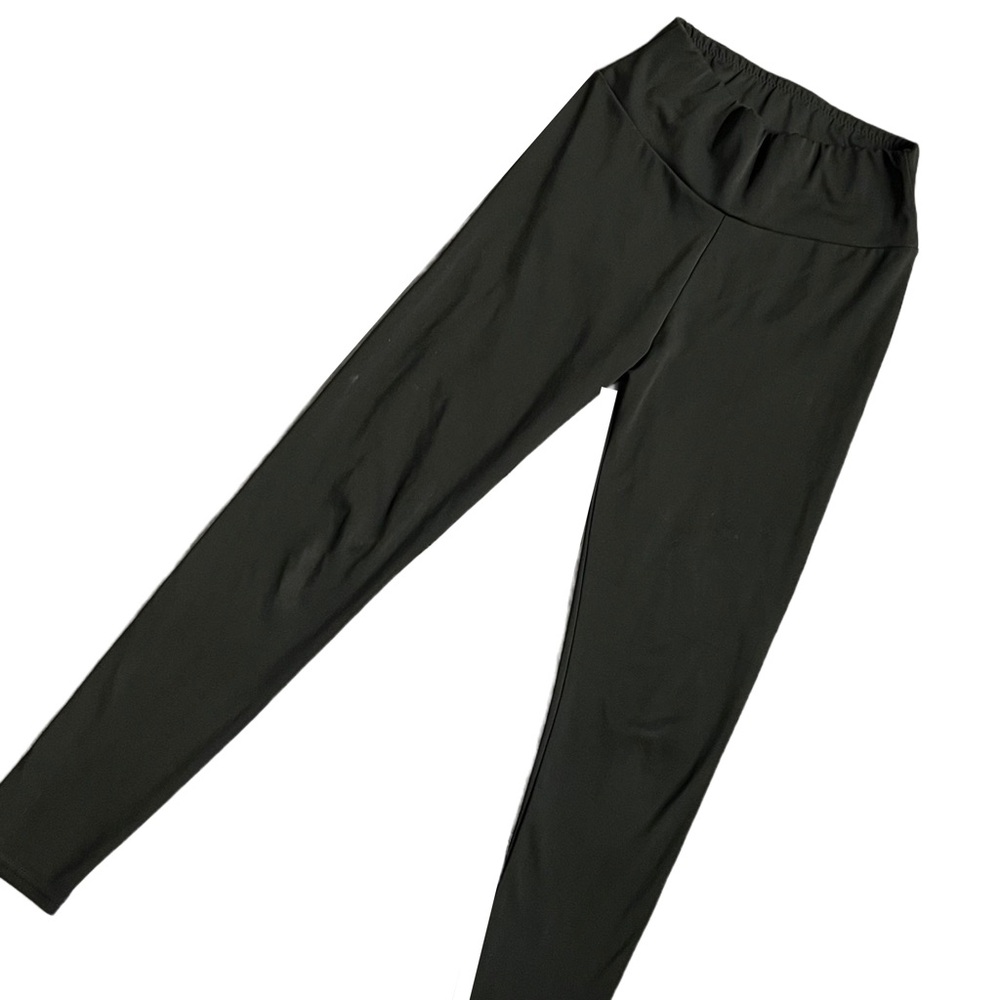 BLACK MID RISE FULL LENGTH LEGGINGS‎ WITH RUCHING - Picture 3 of 9
